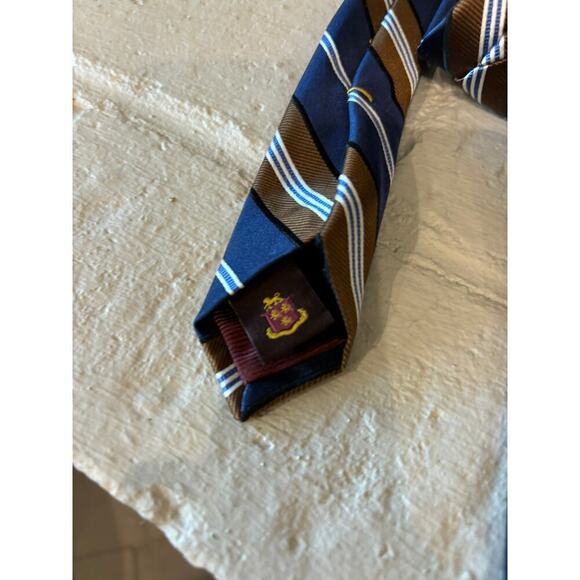 Robert Talbott Men's Tie Blue and Brown 100% Silk - Picture 4 of 5